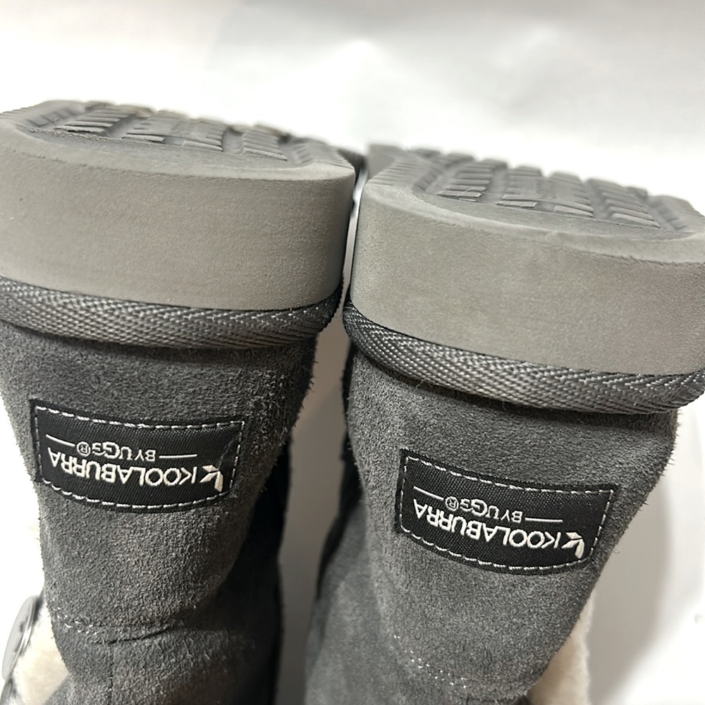 Koolaburra by UGG Tall Gray Suede Shearling Plaid fleece Lining Boots Women 7 - Picture 9 of 12